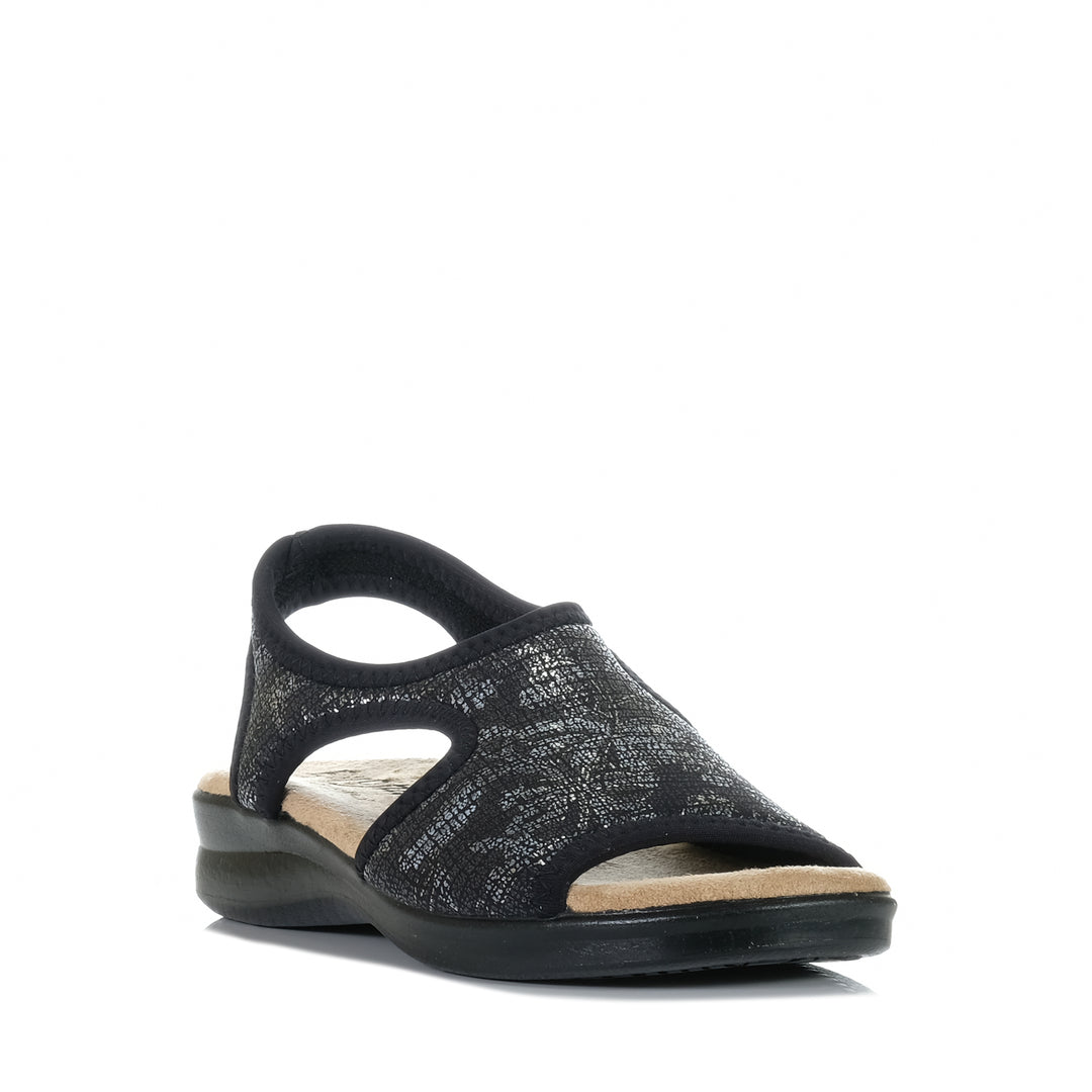 Euroflex Tuscany Black, Womens, black, euroflex, flats, sandals, wide, womens