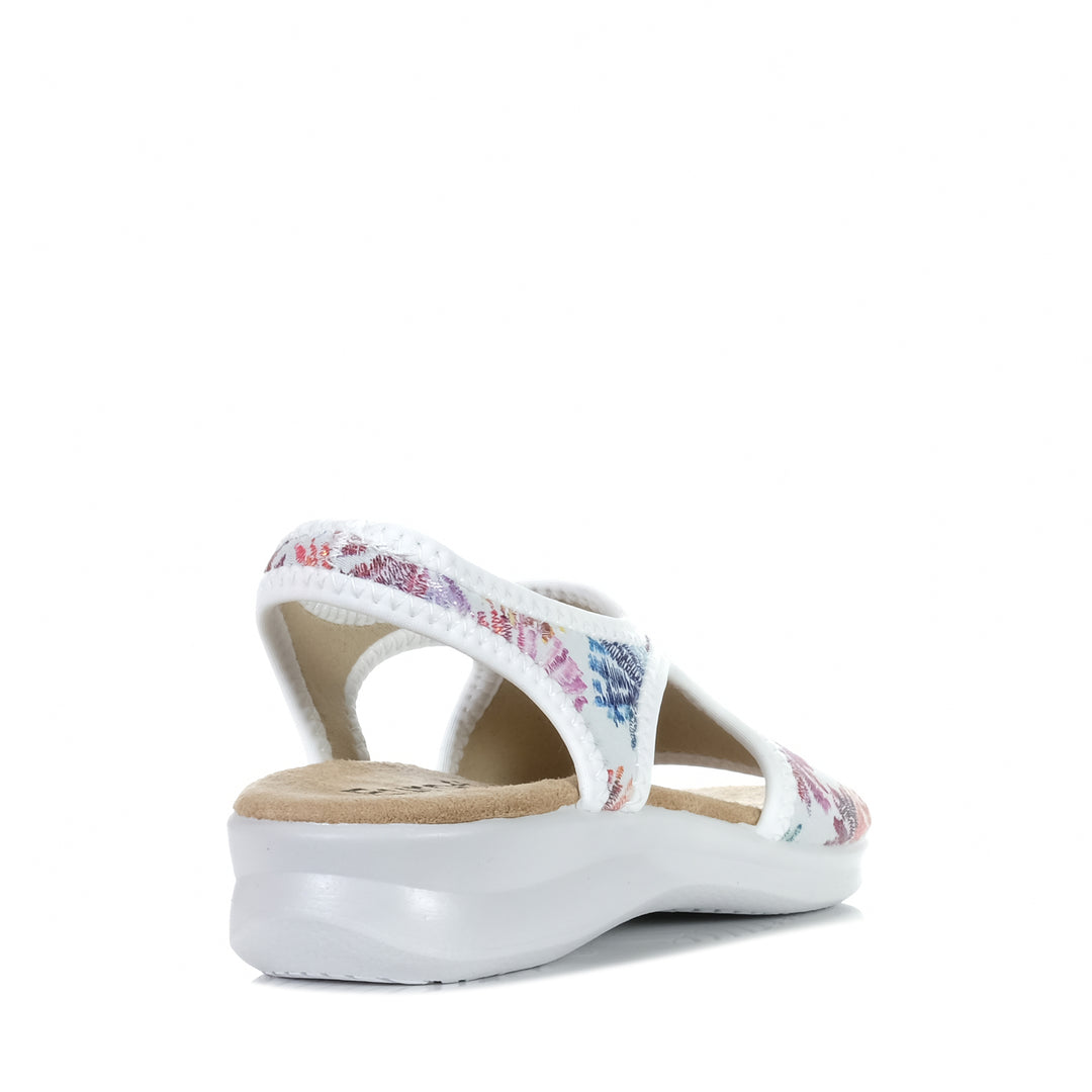 Euroflex Tuscany White Floral, Womens, euroflex, flats, multi, sandals, white, wide, womens