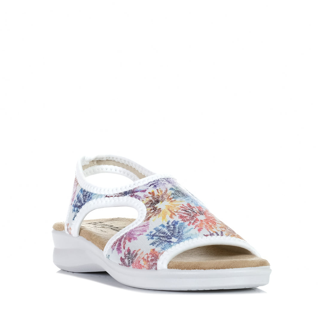 Euroflex Tuscany White Floral, Womens, euroflex, flats, multi, sandals, white, wide, womens