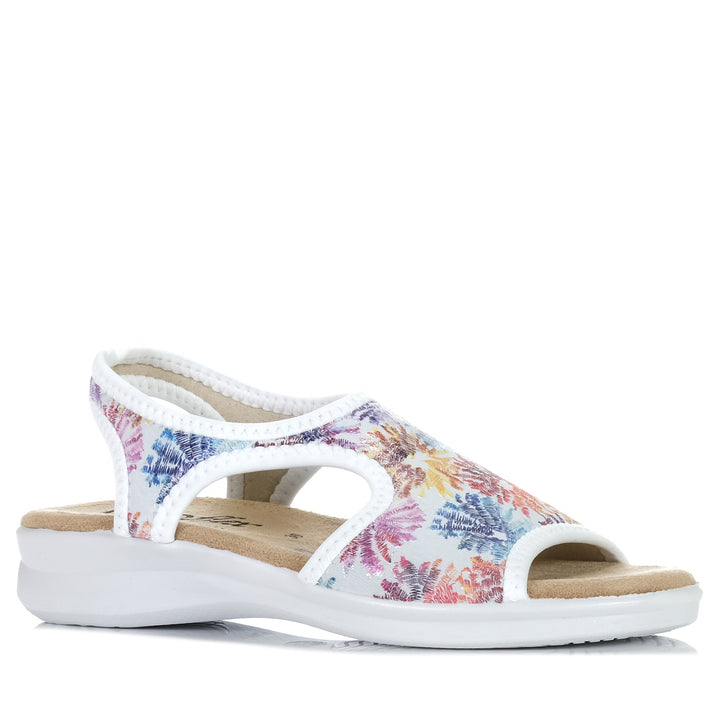 Euroflex Tuscany White Floral, Womens, euroflex, flats, multi, sandals, white, wide, womens