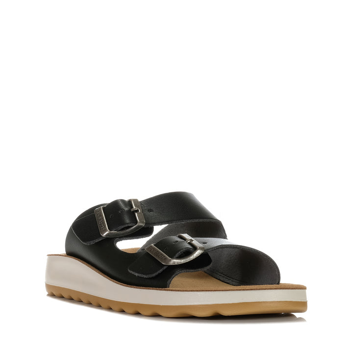 Fly Flot 77G64 2C Black, Womens, black, flats, fly flot, sandals, wide, womens