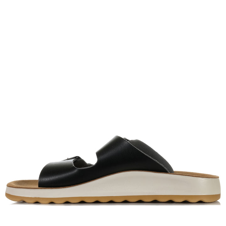 Fly Flot 77G64 2C Black, Womens, black, flats, fly flot, sandals, wide, womens