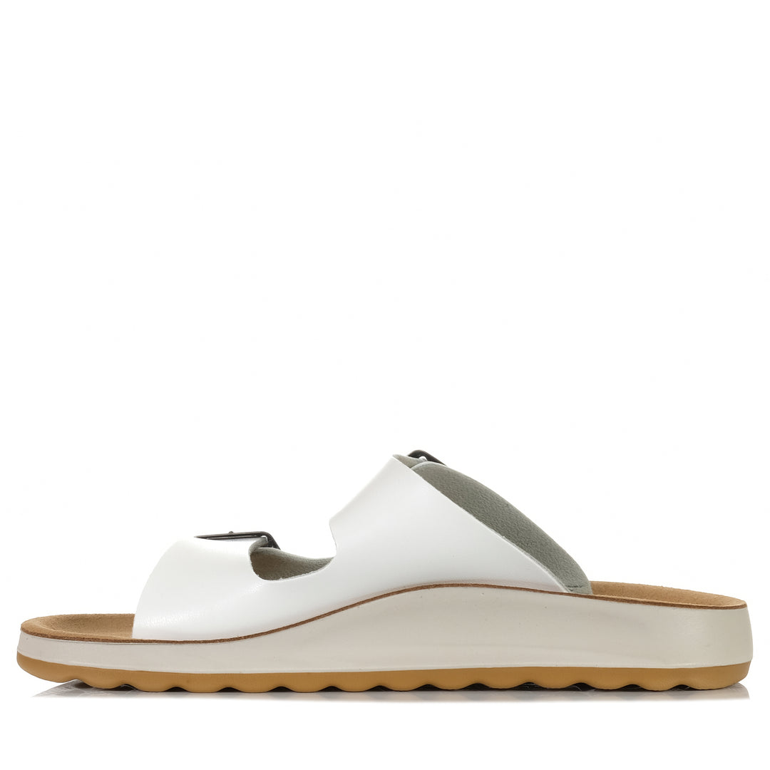 Fly Flot 77G64 2C White, Womens, flats, Fly Flot, sandals, white, wide, womens