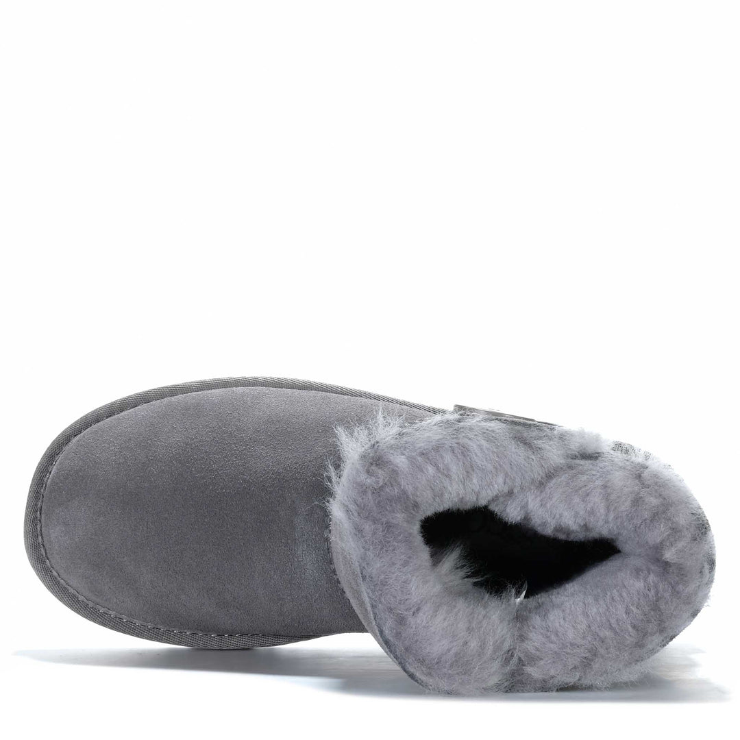 Grosby Button Ugg Dark Grey Womens Slippers