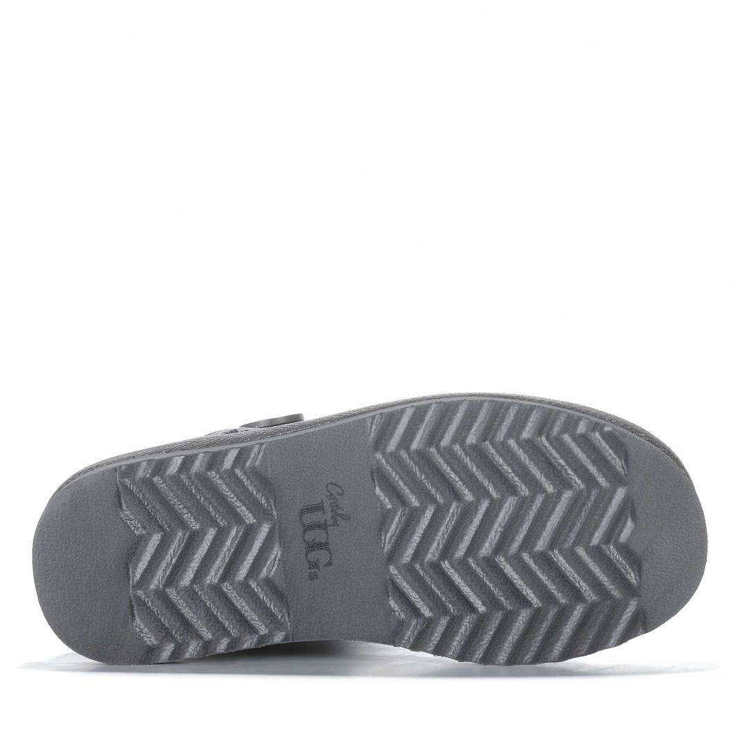 Grosby Button Ugg Dark Grey Womens Slippers
