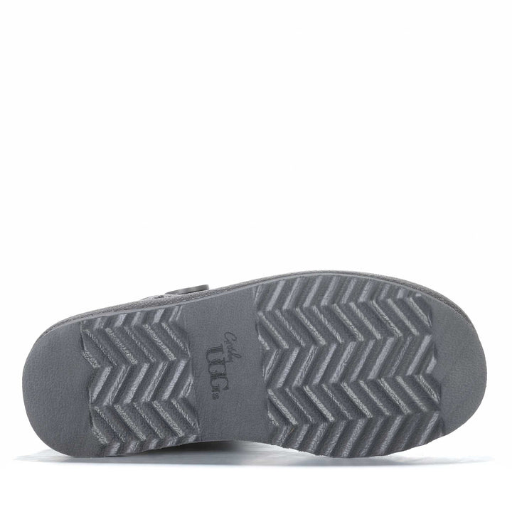 Grosby Button Ugg Dark Grey Womens Slippers