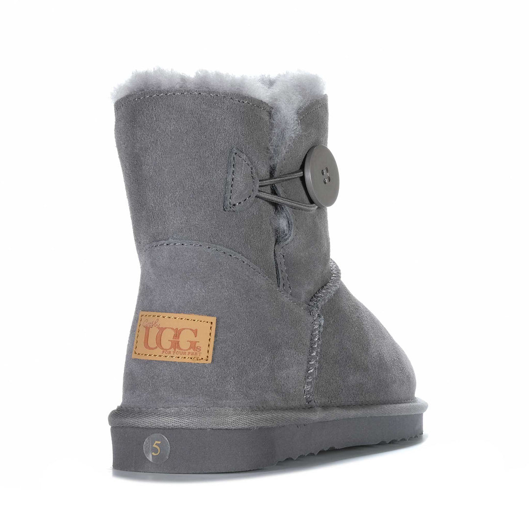 Grosby Button Ugg Dark Grey Womens Slippers