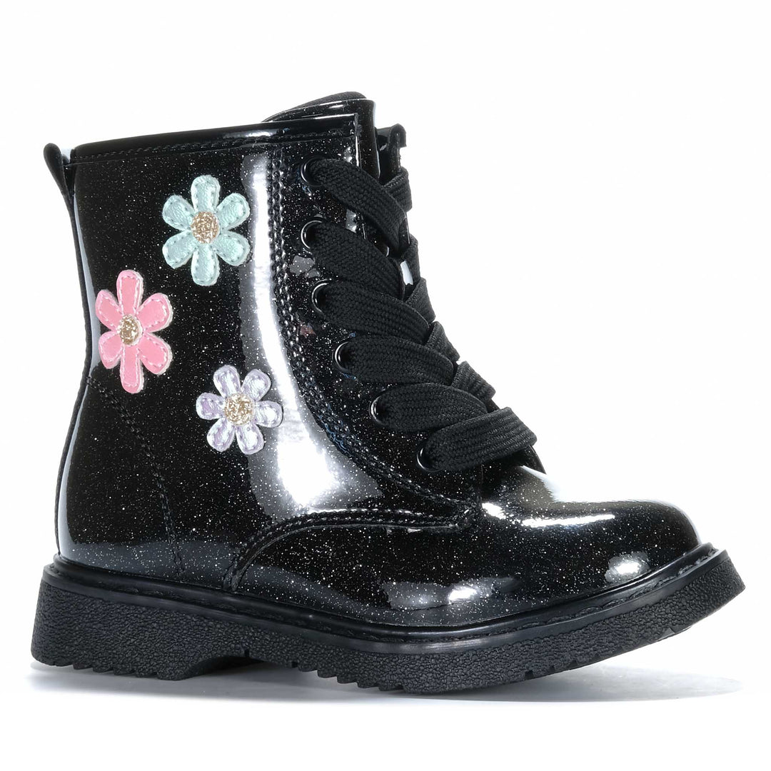 Grosby Florette Black Glitter Youth Boots