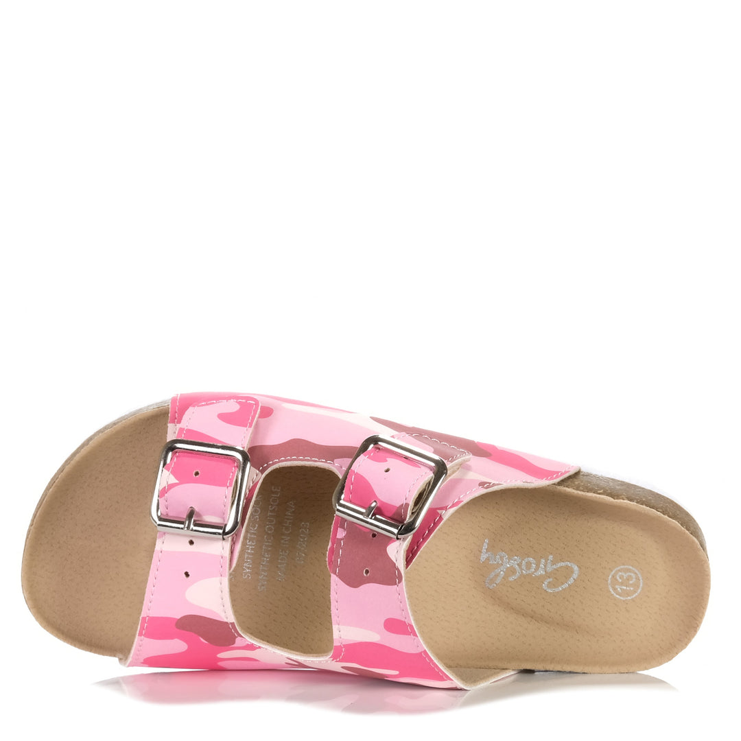 Grosby Lenni Pink Camo, 1 UK, 13 UK, 2 UK, 3 UK, 4 UK, 5 UK, Grosby, kids, pink, sandals, youth