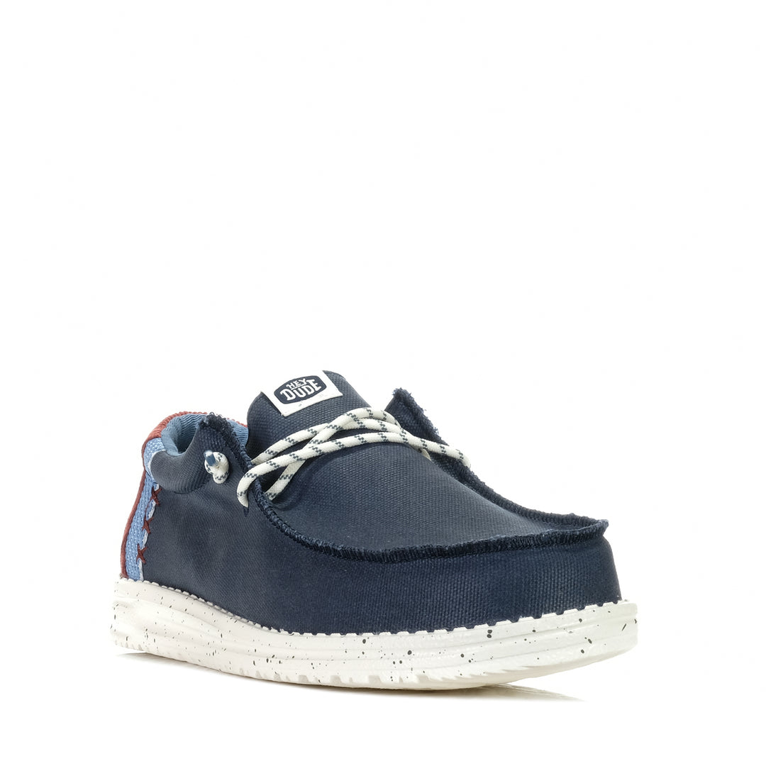 Hey Dude Mens Wally Break Hey Day Navy, 10 US, 11 US, 12 US, 13 US, 8 US, 9 US, blue, casual, Hey Dude, low-tops, mens, shoes, sneakers, wide