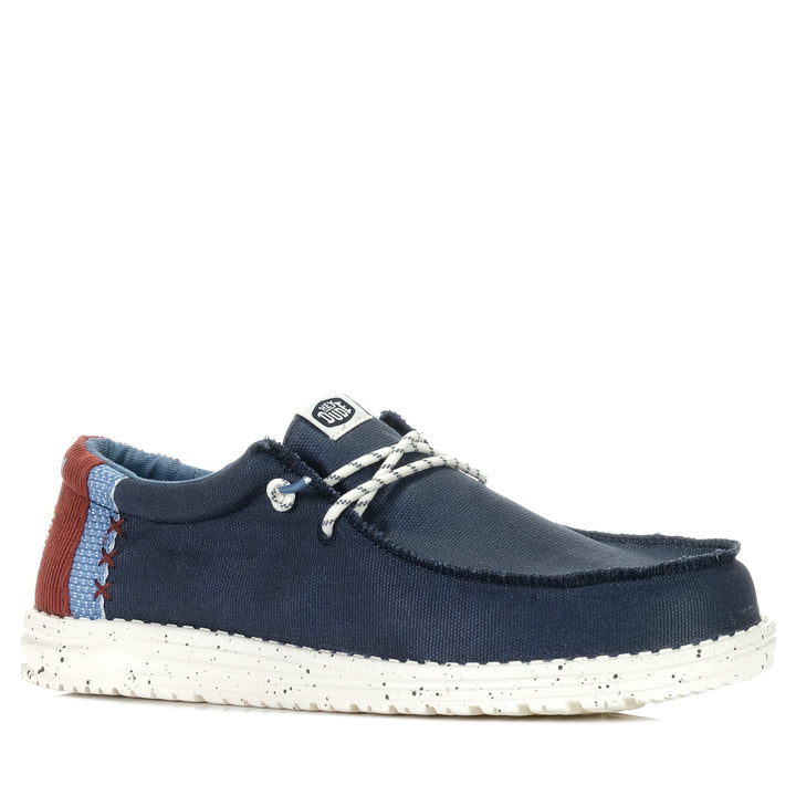 Hey Dude Mens Wally Break Hey Day Navy, 10 US, 11 US, 12 US, 13 US, 8 US, 9 US, blue, casual, Hey Dude, low-tops, mens, shoes, sneakers, wide