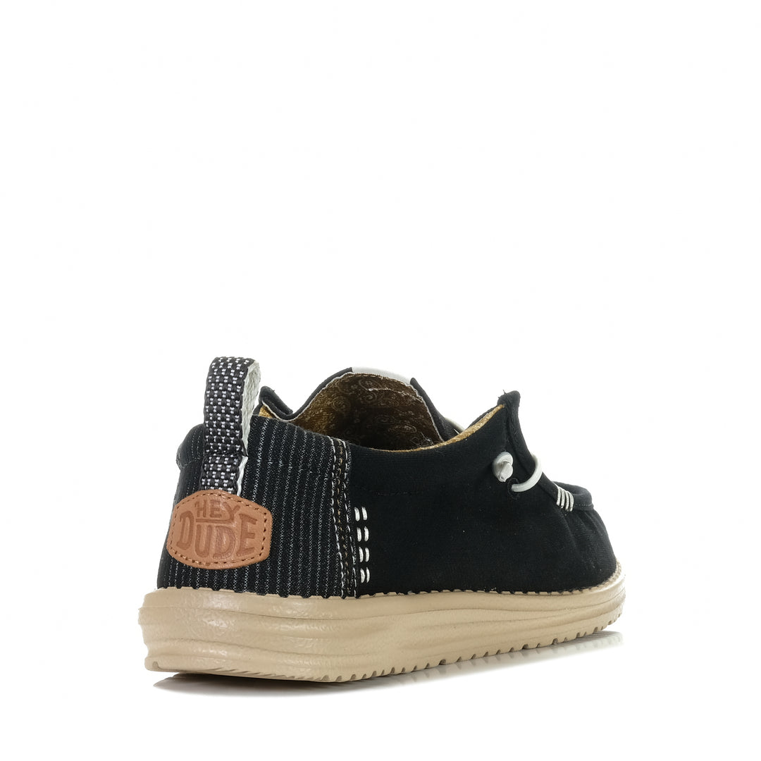 Hey Dude Mens Wally Hickory Denim Black/Tan, Mens, black, casual, hey dude, mens, shoes, wide