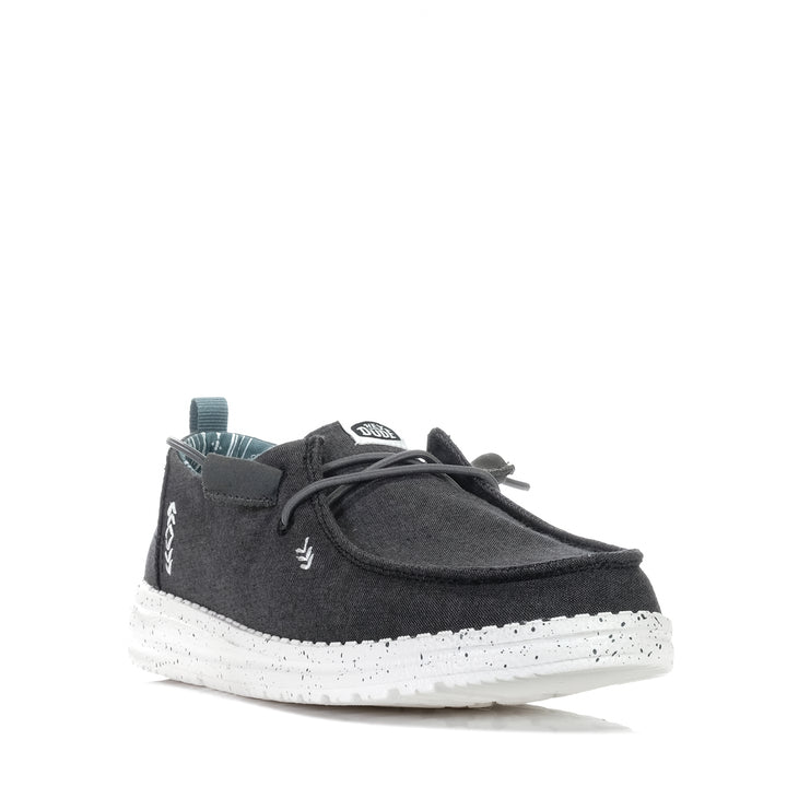 Hey Dude Womens Wendy Chambray Black, Womens, black, flats, Hey Dude, low-tops, shoes, sneakers, wide, womens