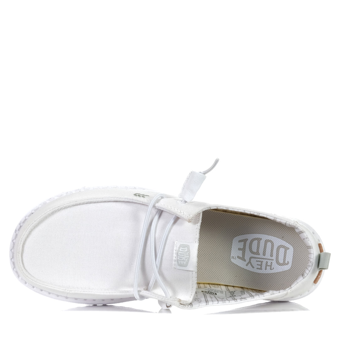 Hey Dude Womens Wendy Chambray Bright White, Womens, flats, hey dude, low-tops, shoes, sneakers, white, wide, womens