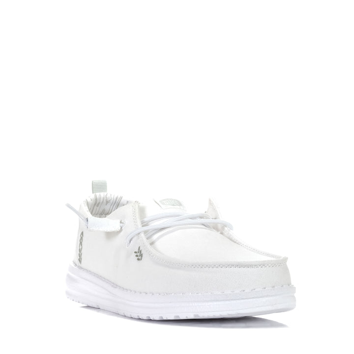 Hey Dude Womens Wendy Chambray Bright White, Womens, flats, hey dude, low-tops, shoes, sneakers, white, wide, womens