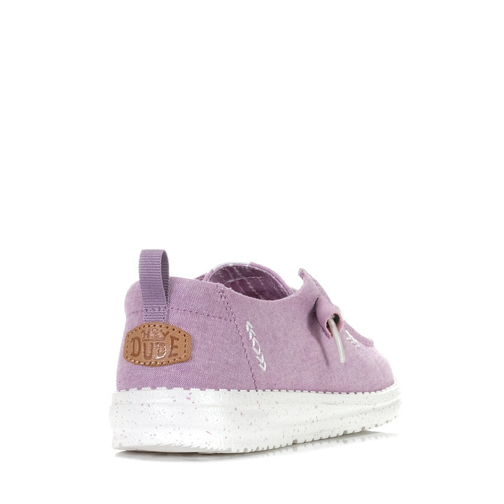 Hey Dude Womens Wendy Chambray Lilac, Womens, flats, hey dude, low-tops, purple, shoes, sneakers, wide, womens