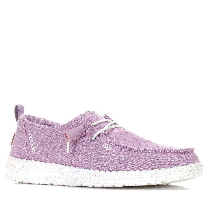 Hey Dude Womens Wendy Chambray Lilac, Womens, flats, hey dude, low-tops, purple, shoes, sneakers, wide, womens