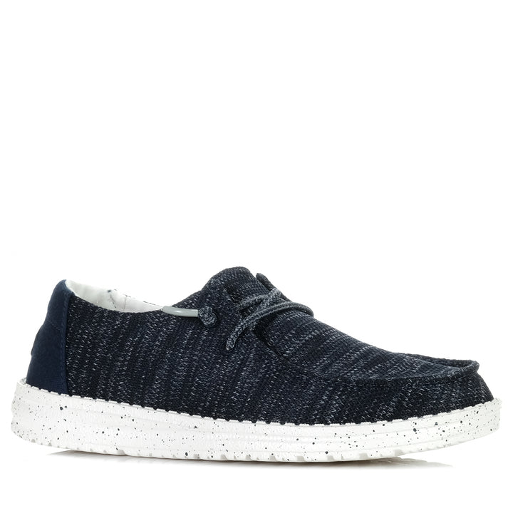 Hey Dude Womens Wendy Sox Navy, Womens, blue, flat, hey dude, low-top, shoes, sneakers, wide, womens