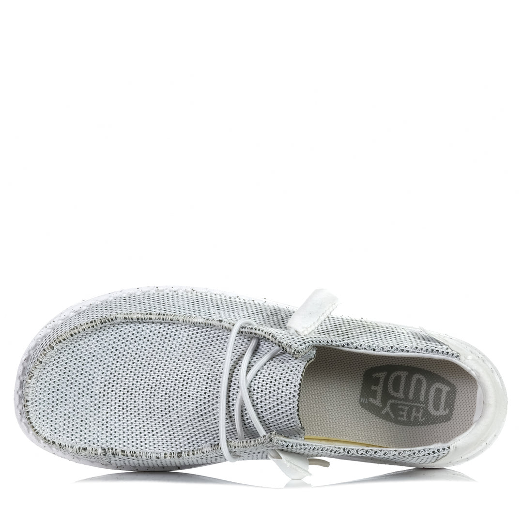 Hey Dude Womens Wendy Sox White, 10 US, 11 US, 6 US, 7 US, 8 US, 9 US, flat, Hey Dude, low-top, shoes, sneakers, white, wide, womens