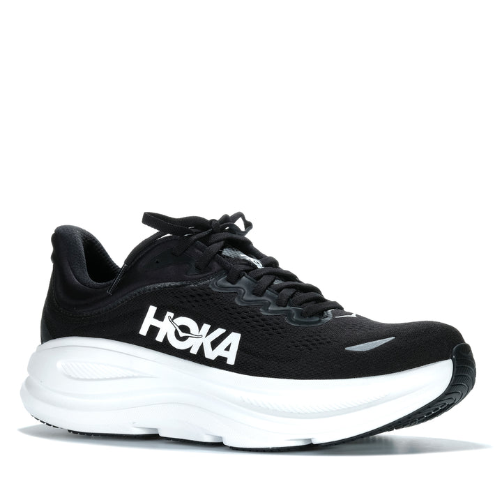 Hoka Bondi 9 Wide (2E) Black/White Mens Sports