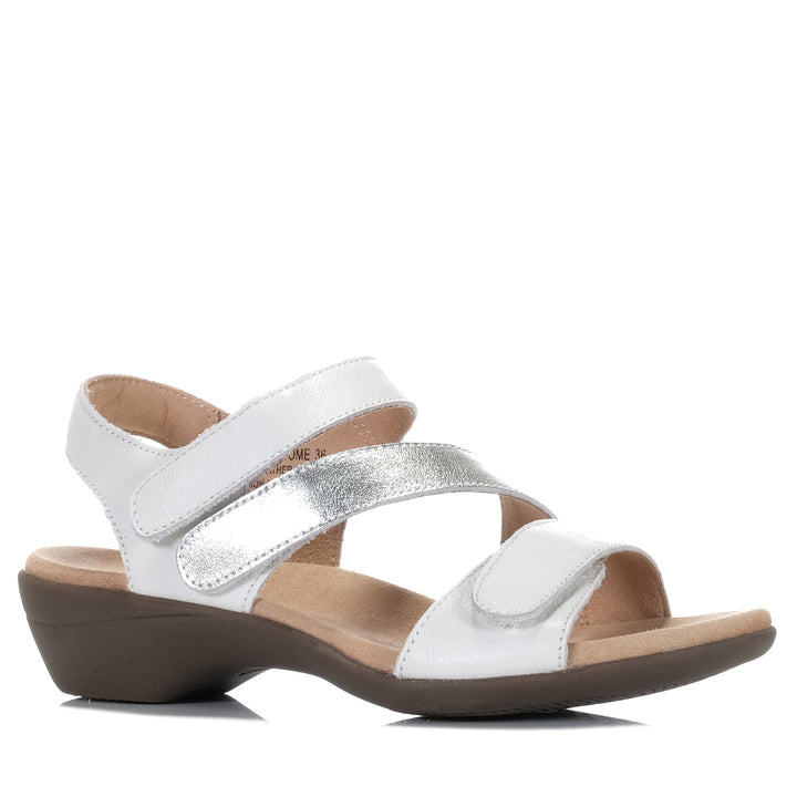 Hush Puppies Awesome White/Silver, Womens, flats, hush puppies, multi, sandals, white, wide, womens