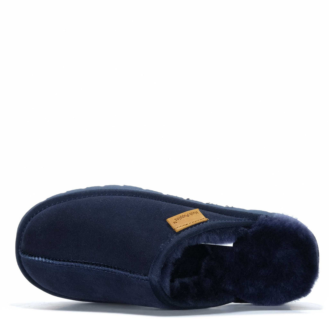 Hush Puppies Loch Navy Suede Mens Slippers