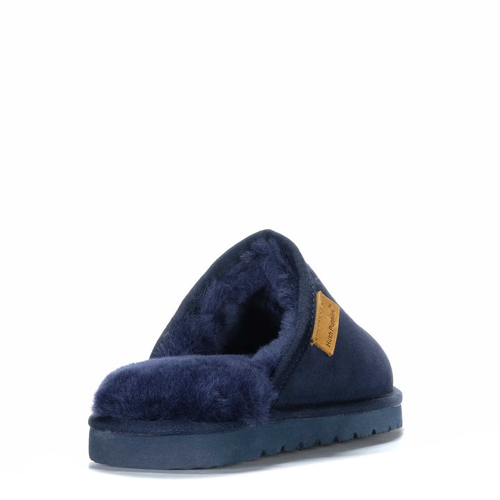 Hush Puppies Loch Navy Suede Mens Slippers