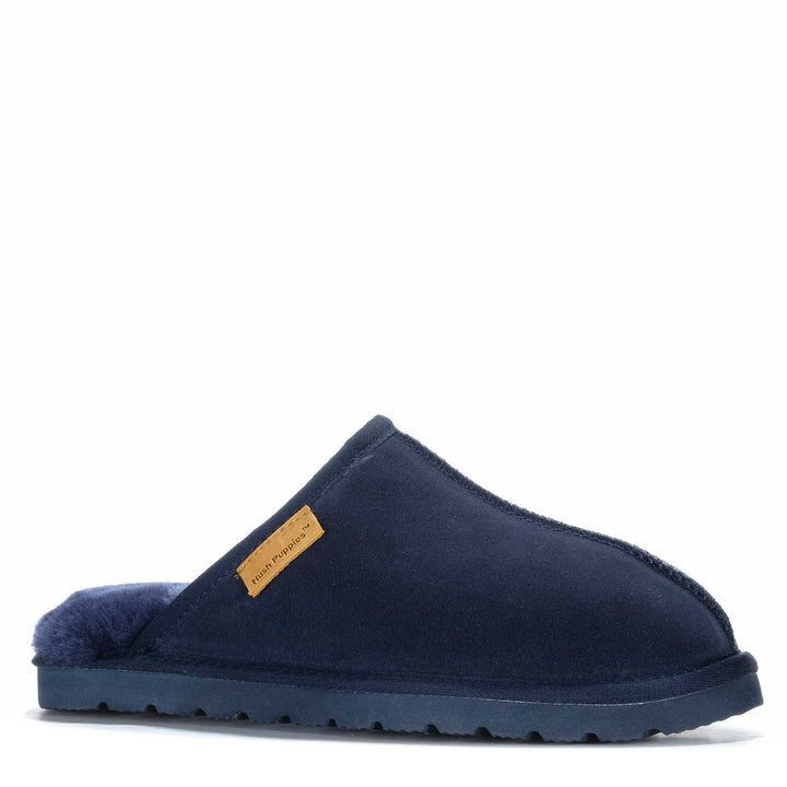 Hush Puppies Loch Navy Suede Mens Slippers