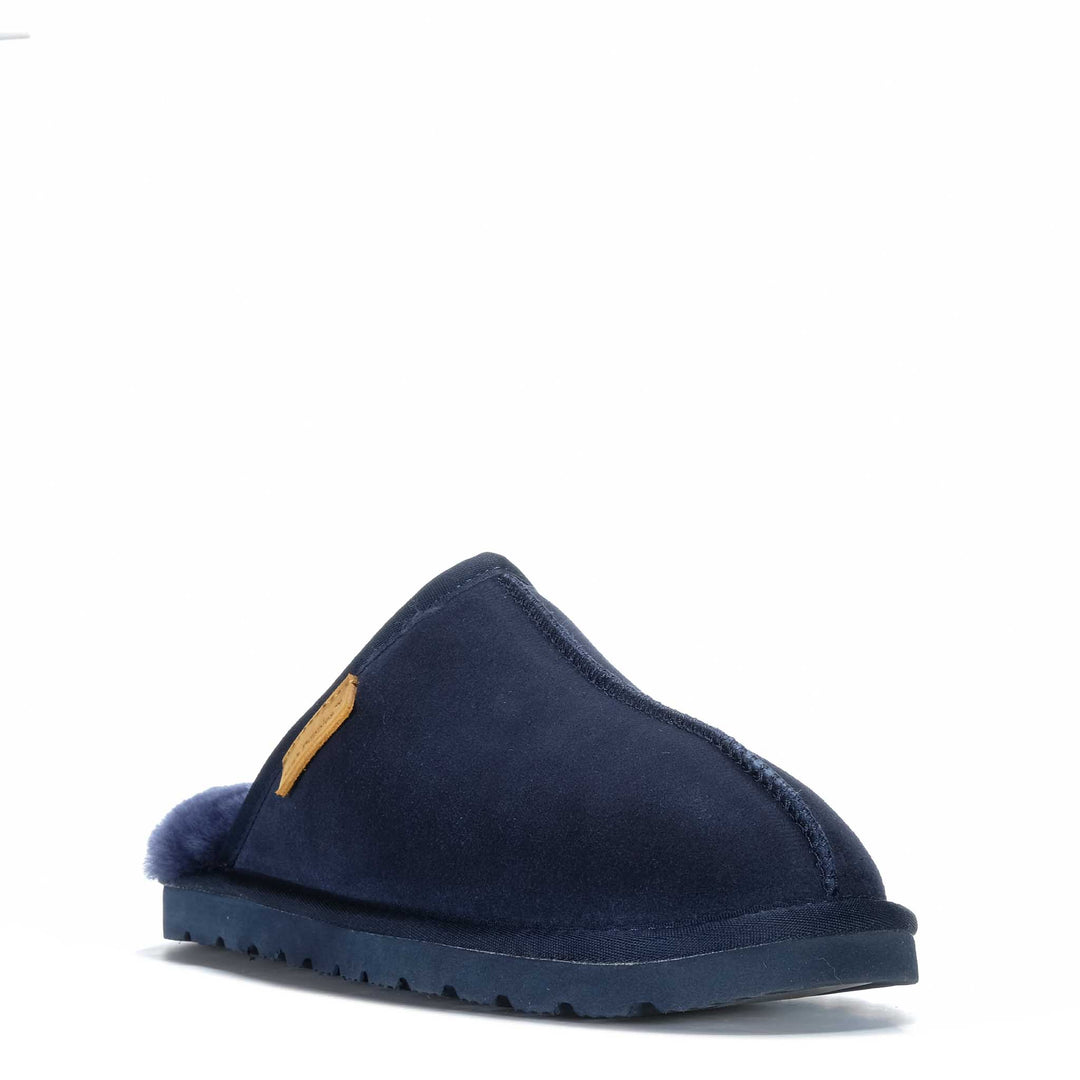 Hush Puppies Loch Navy Suede Mens Slippers