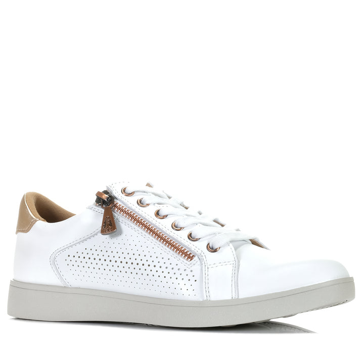 Hush Puppies Mimosa Perf White/Copper, 10 US, 11 US, 12 US, 6 US, 7 US, 8 US, 9 US, Hush Puppies, low-tops, multi, sneakers, white, wide, womens