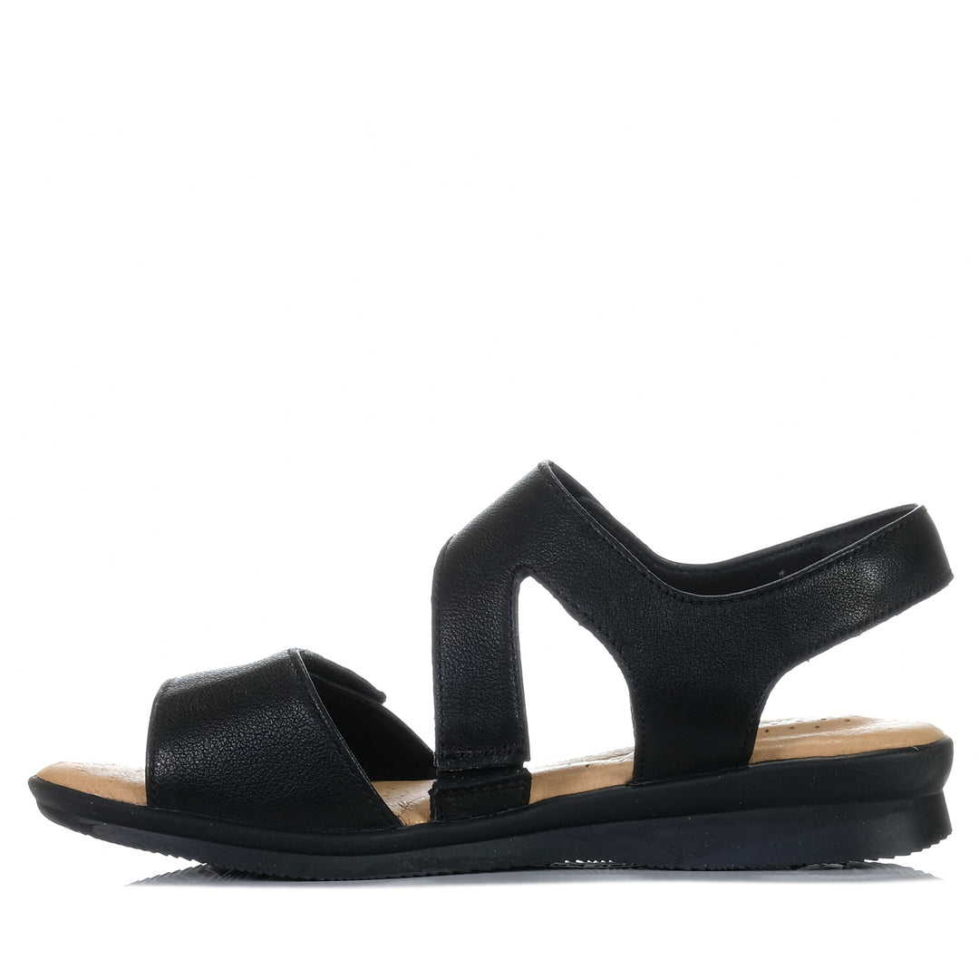 Hush Puppies Nessa Black, Womens, black, flat, flats, hush puppies, sandals, wide, womens