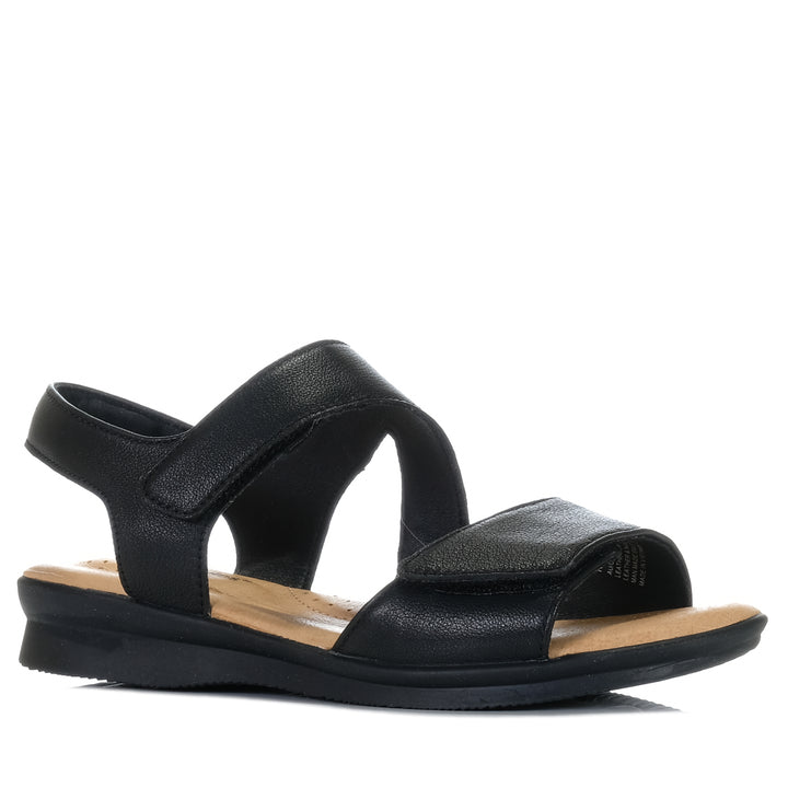 Hush Puppies Nessa Black, Womens, black, flat, flats, hush puppies, sandals, wide, womens