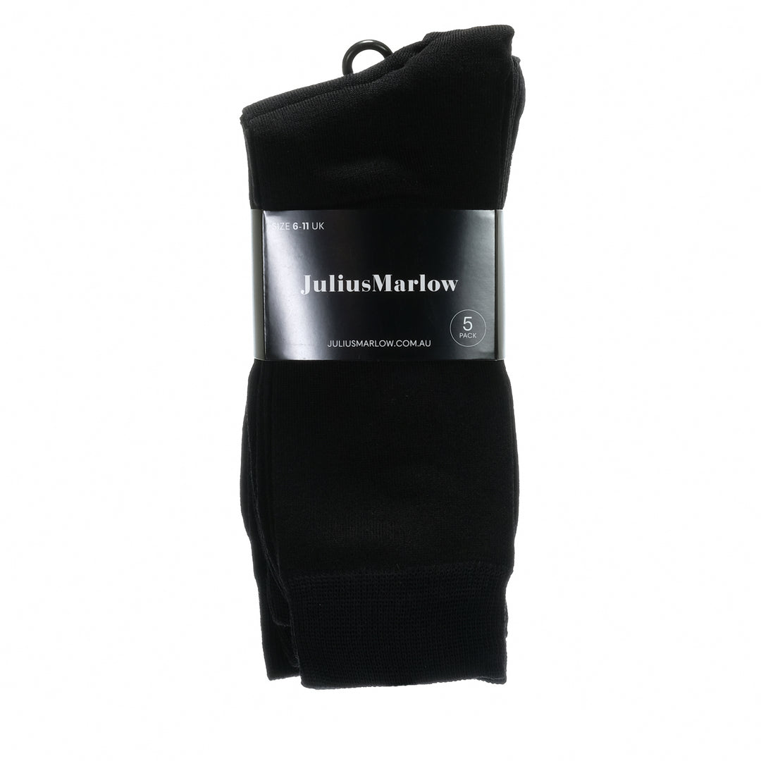 Julius Marlow Plain Sock 5 Pack Black, 6-11 UK, accessories, black, dress, julius marlow, mens, socks