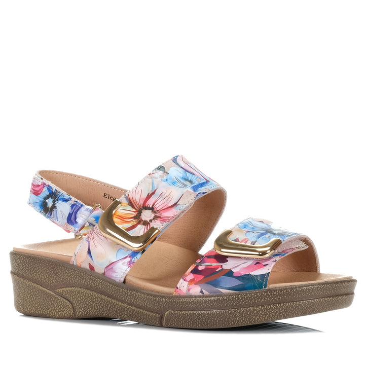 Klouds Elegance Print Hibiscus, Womens, flats, floral, klouds, multi, sandals, wide, womens