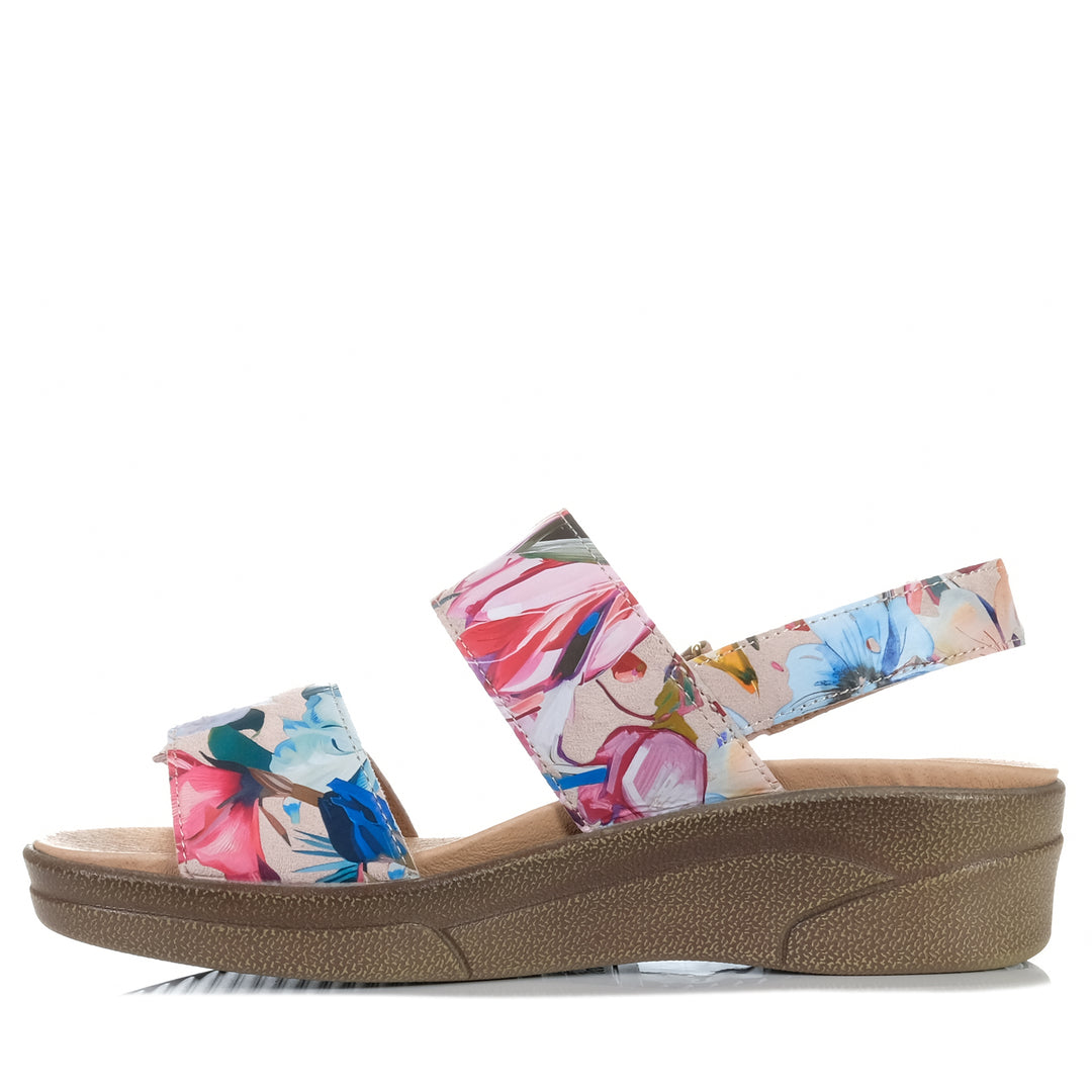 Klouds Elegance Print Hibiscus, Womens, flats, floral, klouds, multi, sandals, wide, womens