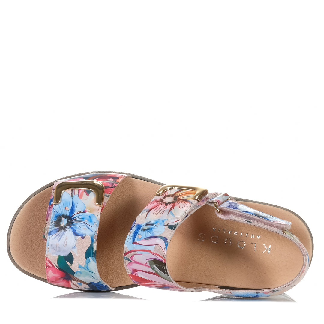 Klouds Elegance Print Hibiscus, Womens, flats, floral, klouds, multi, sandals, wide, womens