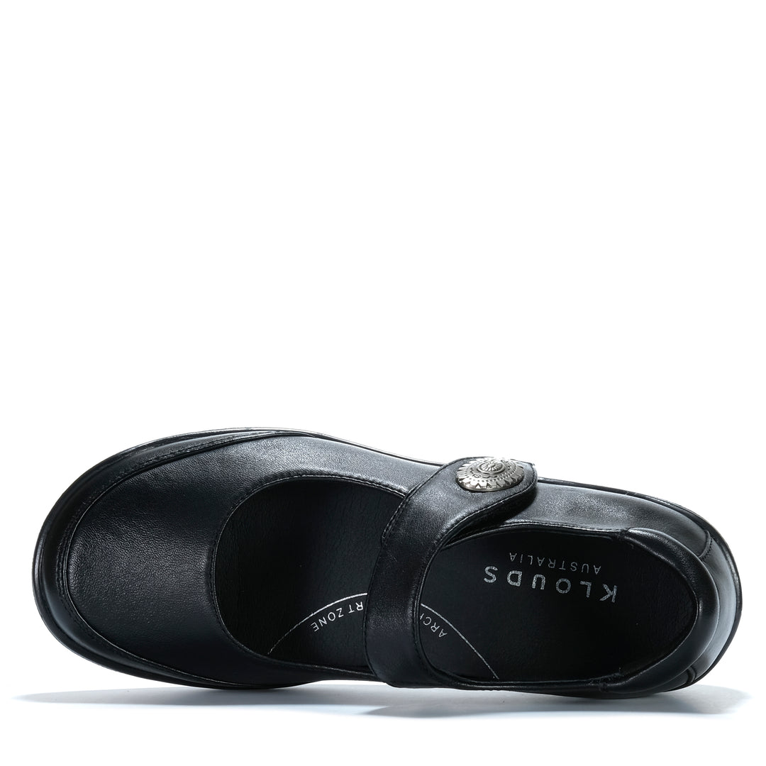 Klouds Peach Plain Black Stretch Womens Shoes