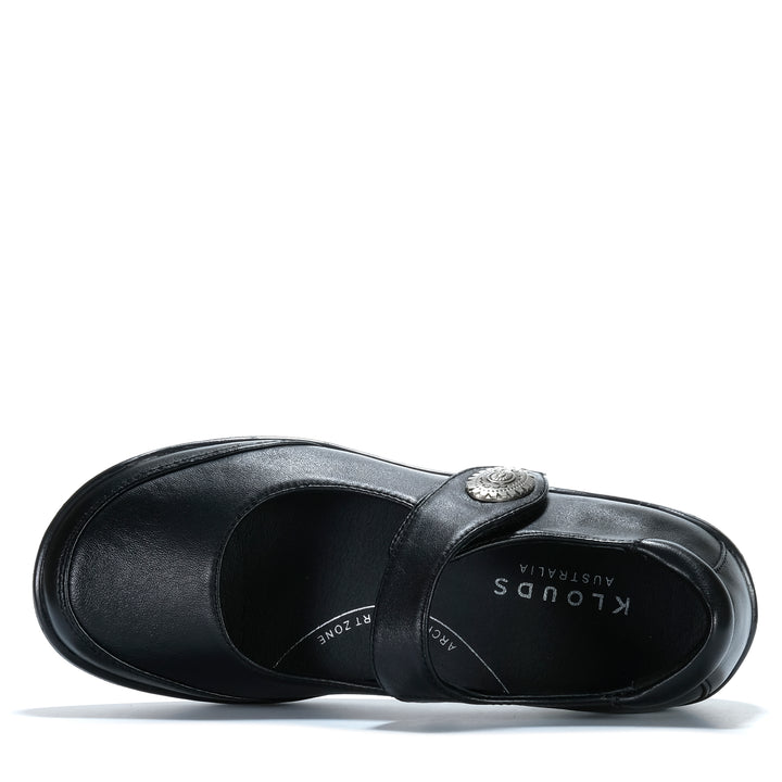 Klouds Peach Plain Black Stretch Womens Shoes