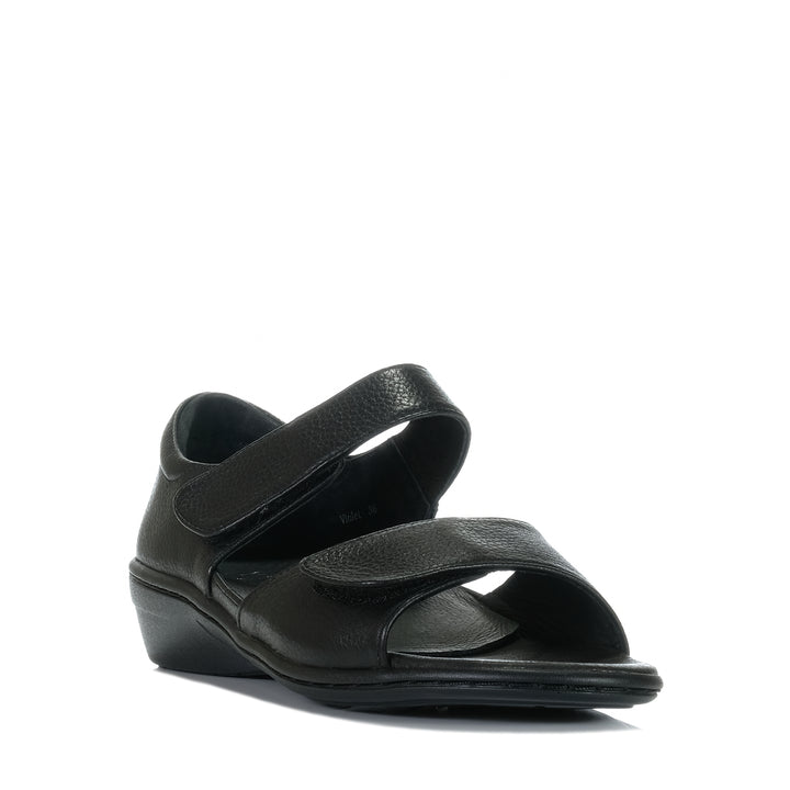 Klouds Violet Pebble Black, Womens, black, flats, klouds, sandals, velcro, wide, womens