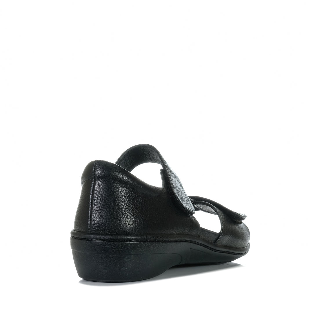 Klouds Violet Pebble Black, Womens, black, flats, klouds, sandals, velcro, wide, womens