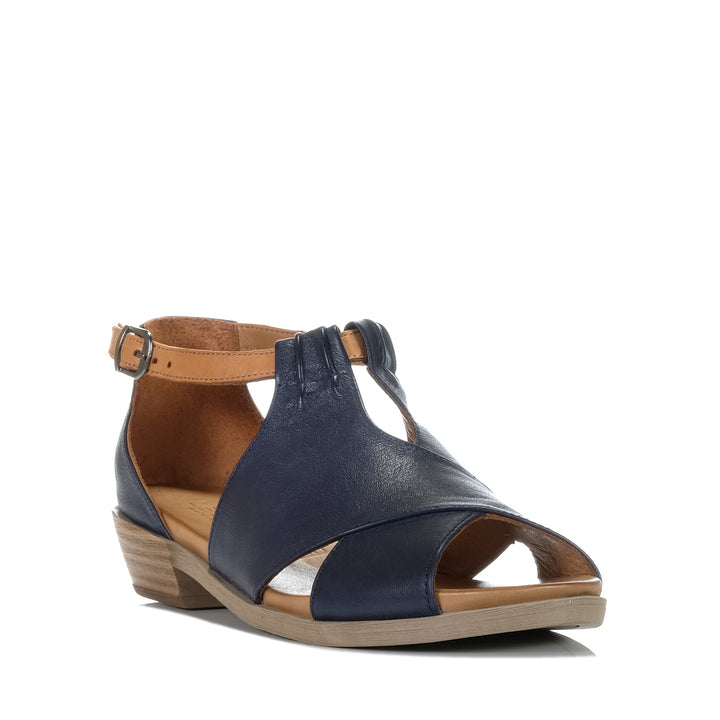 Le Sansa Digby Navy/Tan, Womens, blue, brown, flats, le sansa, sandals, womens