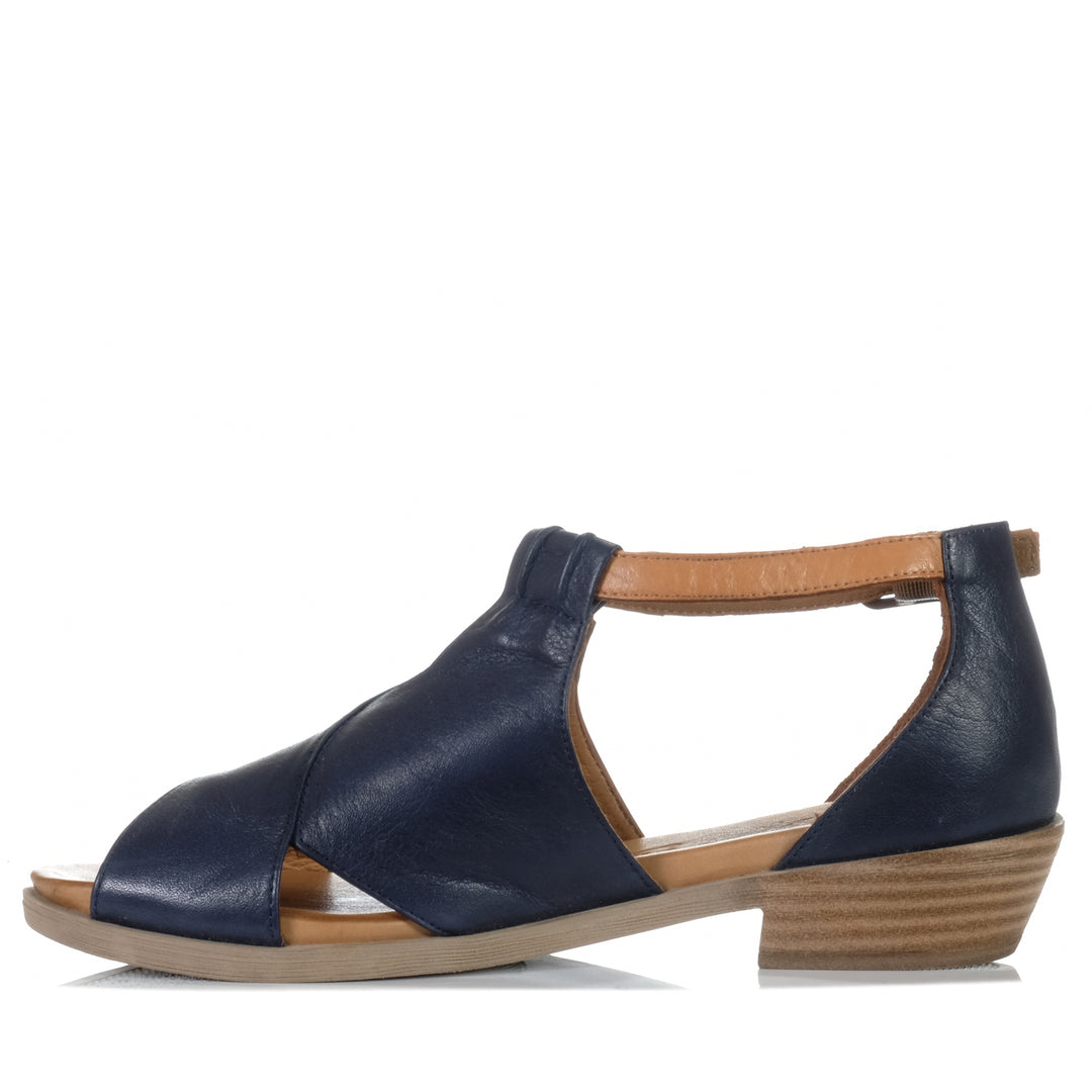 Le Sansa Digby Navy/Tan, Womens, blue, brown, flats, le sansa, sandals, womens