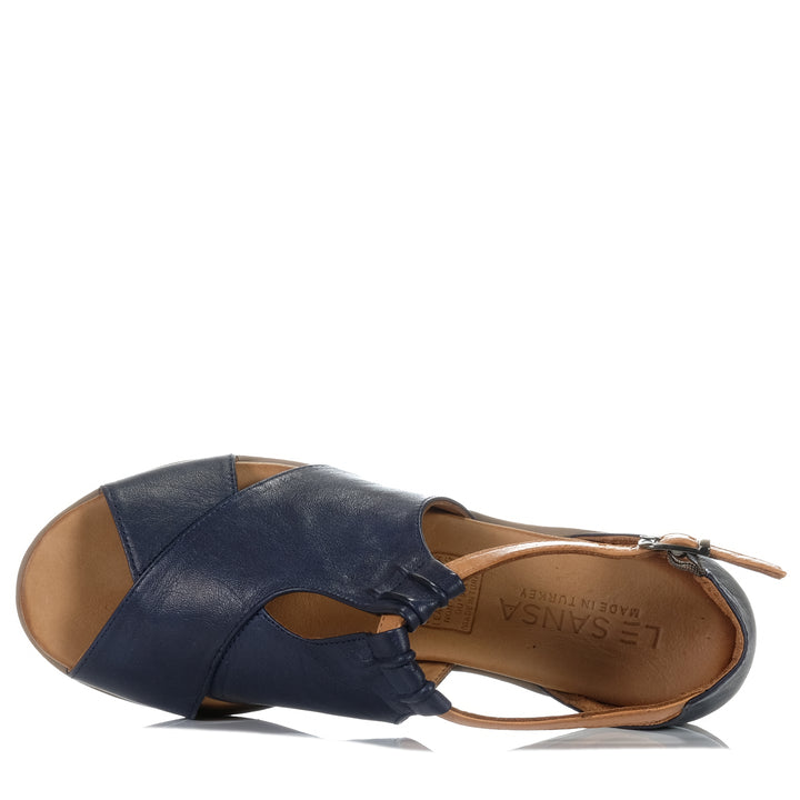 Le Sansa Digby Navy/Tan, Womens, blue, brown, flats, le sansa, sandals, womens