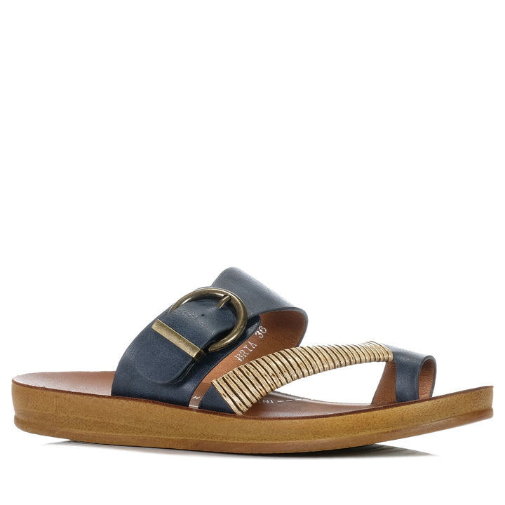 Los Cabos Bria Navy, Womens, blue, flats, los cabos, sandals, womens