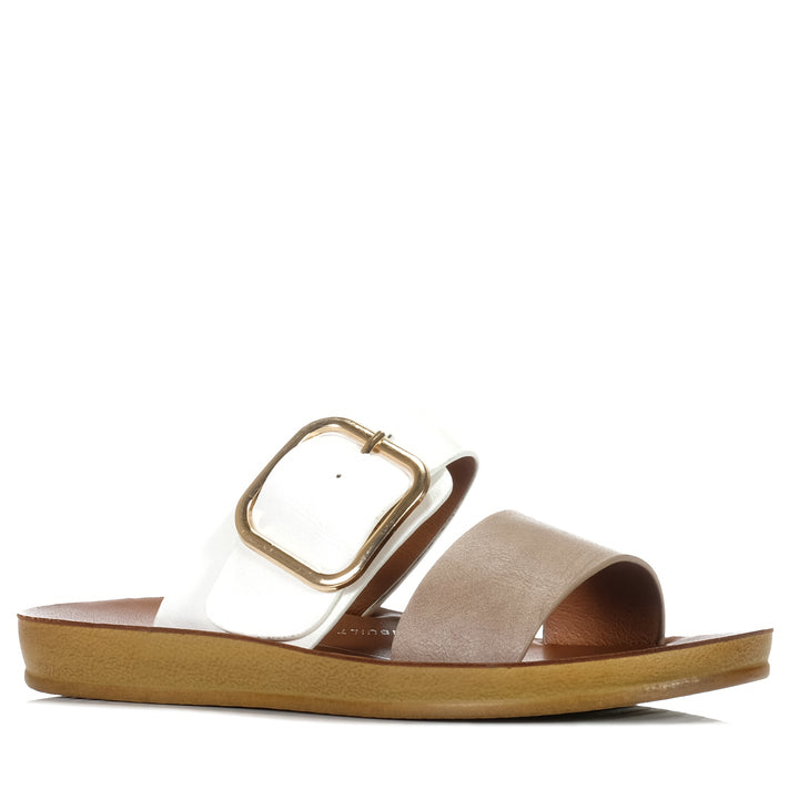 Los Cabos Doti Taupe/White, Womens, flats, Los Cabos, multi, sandals, womens