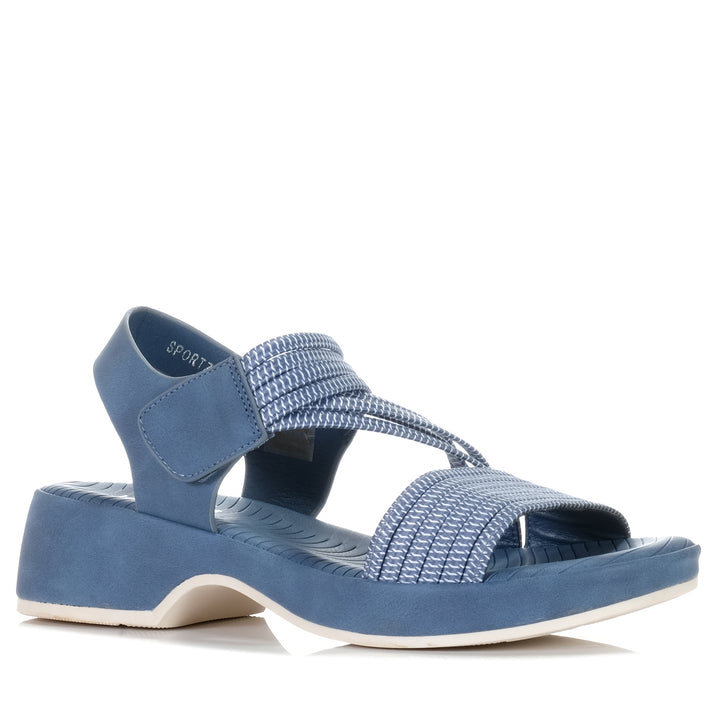 Los Cabos Sportz Denim, Womens, blue, flats, Los Cabos, sandals, womens