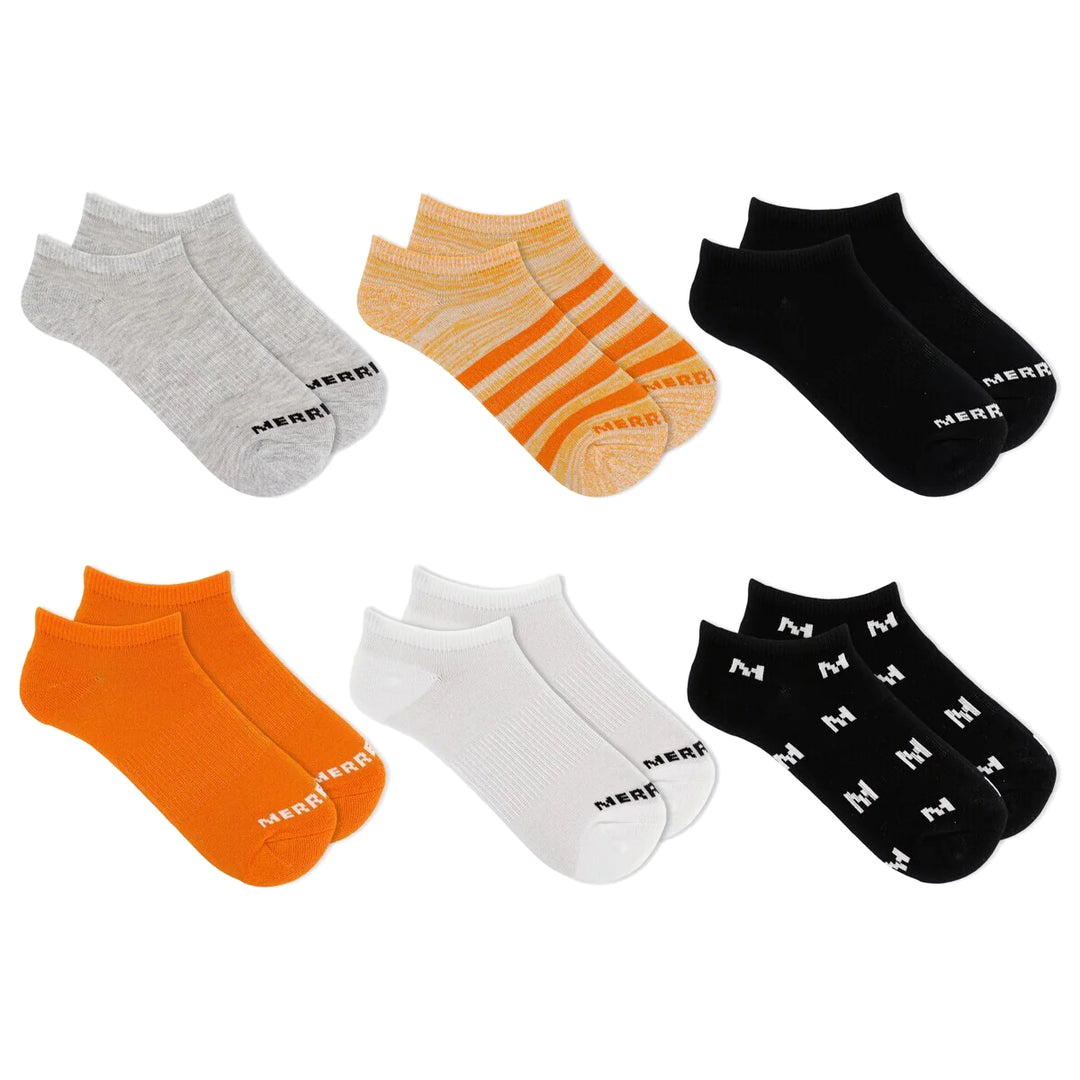 Merrell Kids Everyday Low Cut Sock 6 Pack Orange Assorted, accessories, kids, m/l, merrell, s/m, socks