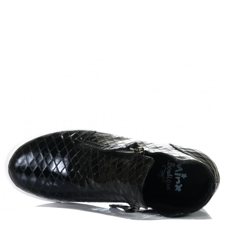 Minx Willott Black Tri Emboss/White Sole, 37 eu, 38 eu, 39 eu, 40 eu, 41 eu, ankle boots, black, boots, minx, womens