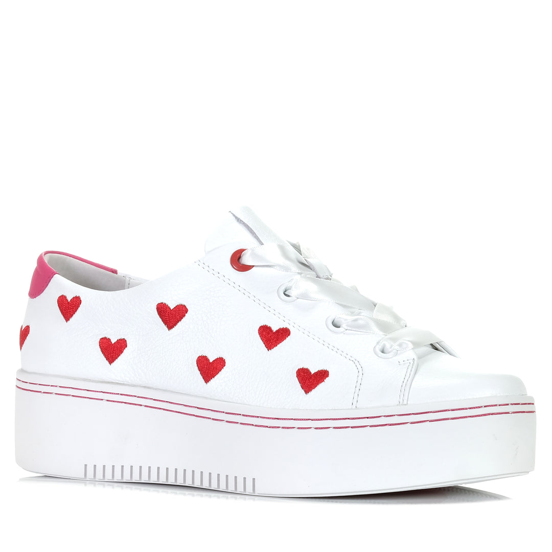 Minx Ace Of Hearts White/Red, 37 EU, 38 EU, 39 EU, 40 EU, 41 EU, flats, low-tops, Minx, shoes, sneakers, white, womens