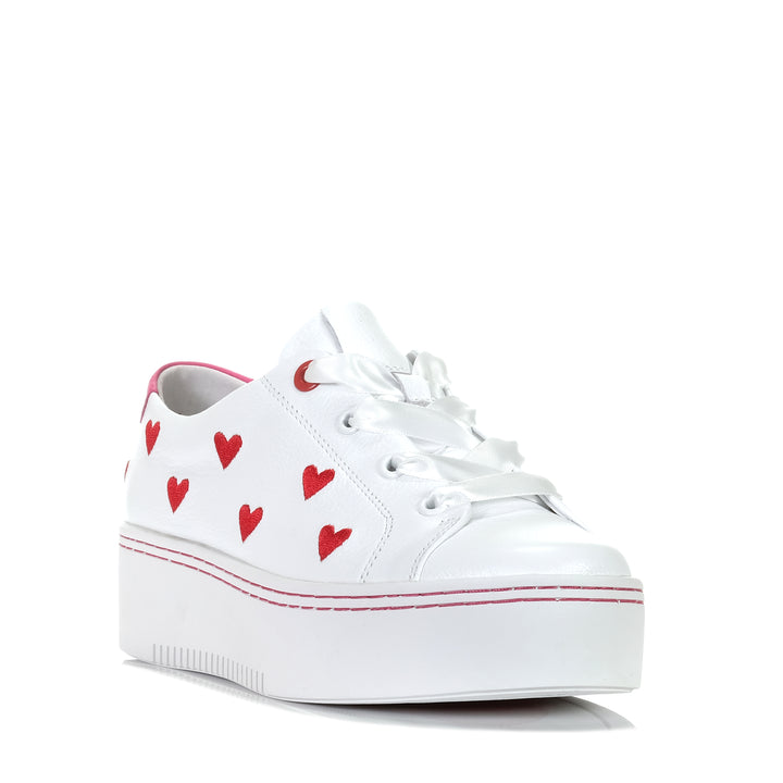 Minx Ace Of Hearts White/Red, 37 EU, 38 EU, 39 EU, 40 EU, 41 EU, flats, low-tops, Minx, shoes, sneakers, white, womens